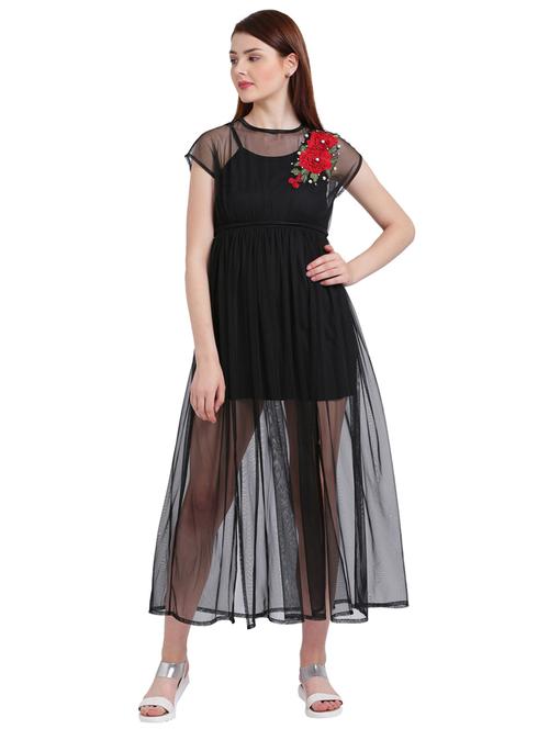 tie knot back floral embroidered maxi dress - 15228180 - Very Small Image - 1
