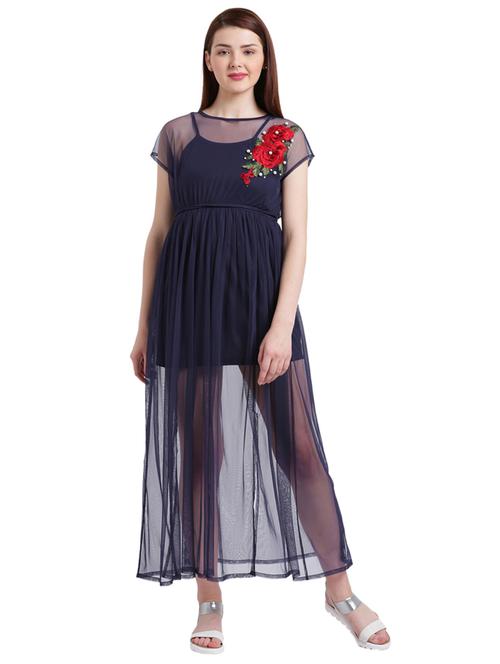 tie knot back floral embroidered maxi dress - 15228181 - Very Small Image - 1