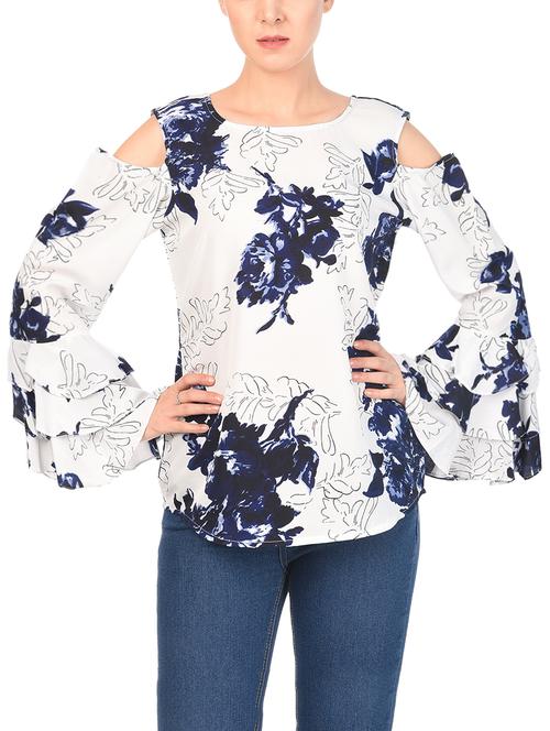 layered bell sleeve floral top - 15228356 - Very Small Image - 1