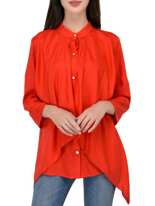 orange solid asymmetrical tunic - 15228511 - Very Small Image - 1