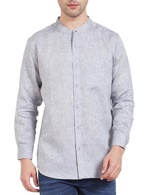 grey linen casual shirt - 15230718 - Very Small Image - 1