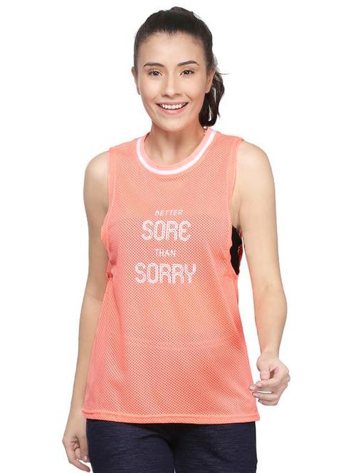 orange perforated slogan tee - 15231306 - Very Small Image - 1