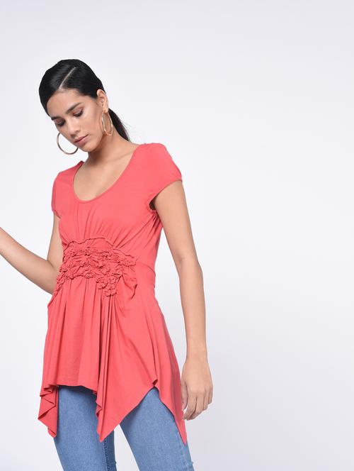 round neck asymmetric tunic - 15231572 - Very Small Image - 1