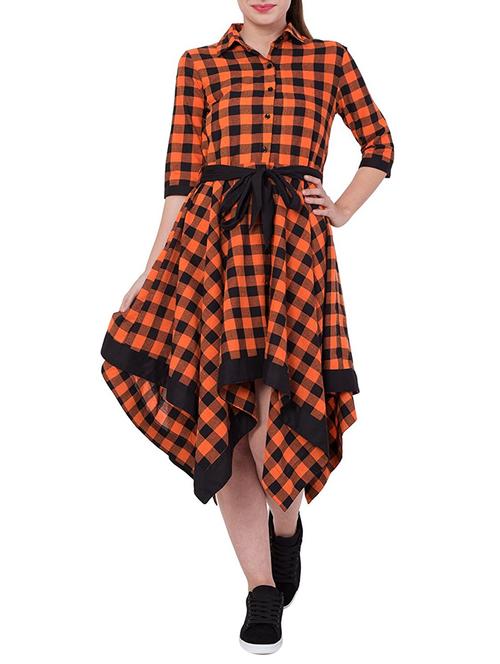 checkered asymmetric dress - 15234610 - Very Small Image - 1