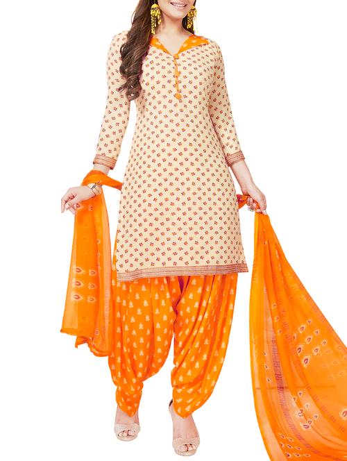 yellow crepe unstitched salwar suit - 15235030 - Very Small Image - 1