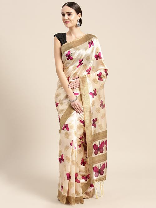 beige art silk maheshwari saree with blouse - 15235880 - Very Small Image - 1