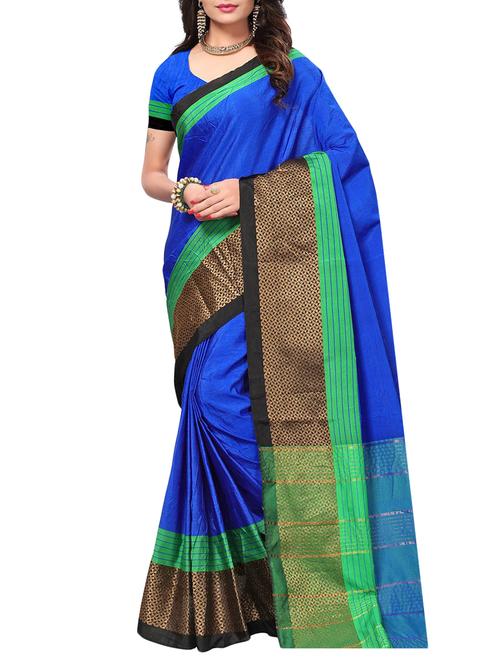 blue cotton silk maheshwari saree with blouse - 15235962 - Very Small Image - 1