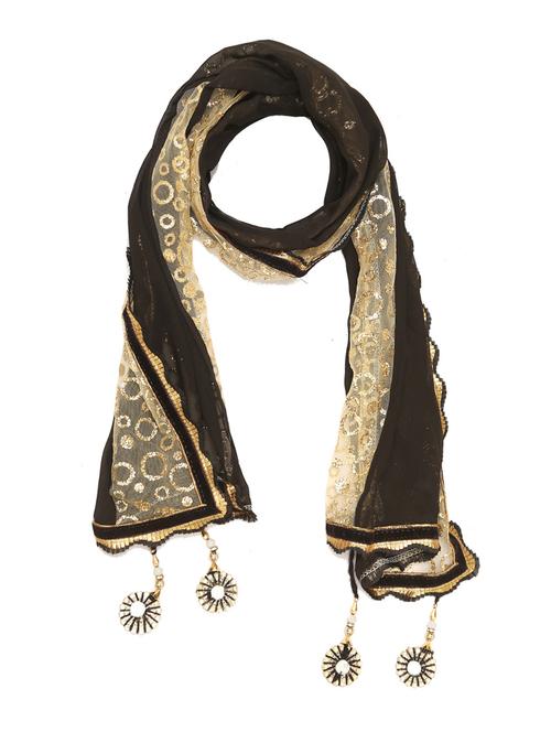 embellished black chiffon stole - 15236871 - Very Small Image - 1
