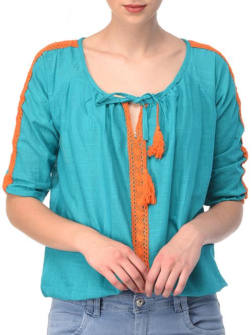 lace trim detail tasseled top - 15237019 - Very Small Image - 1