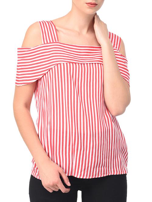 striped cold shoulder top - 15237021 - Very Small Image - 1