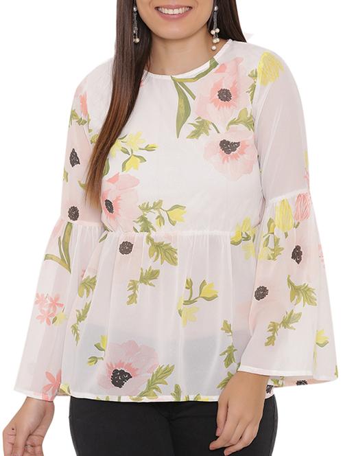 white printed a-line top - 15238845 - Very Small Image - 1