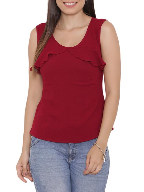 solid maroon crepe top - 15238881 - Very Small Image - 1