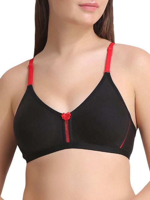 contrast bow patch lace inserted bra - 15240403 - Very Small Image - 1