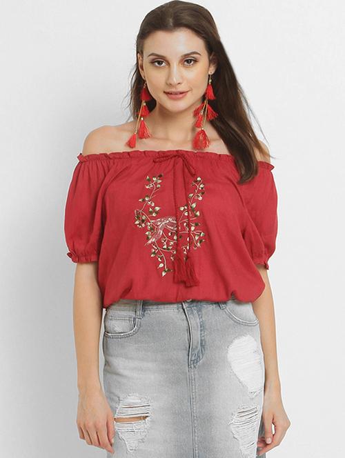 frill detailed embroidered blouson top - 15240607 - Very Small Image - 1