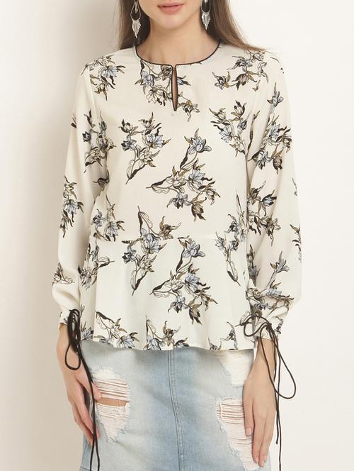 floral flared hem top - 15240612 - Very Small Image - 1