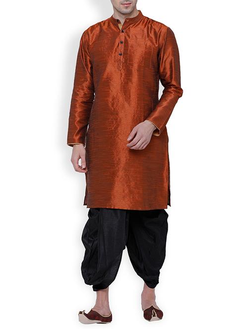 brown silk blend dhoti kurta set - 15240867 - Very Small Image - 1