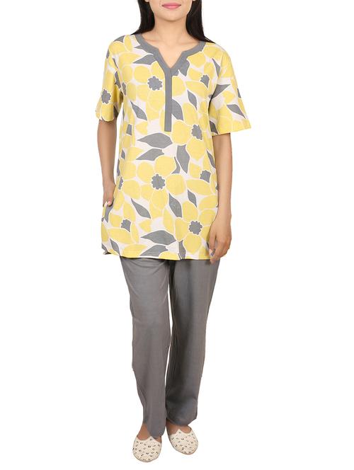 floral tee with pajama set - 15240895 - Very Small Image - 1