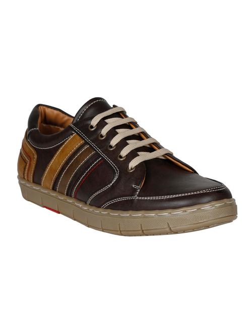 brown leatherette lace up sneaker - 15240907 - Very Small Image - 1
