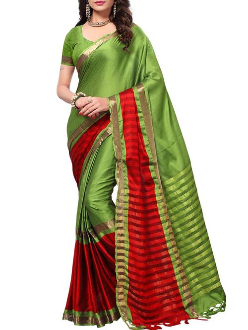 zari stripes bordered saree with blouse - 15240929 - Very Small Image - 1