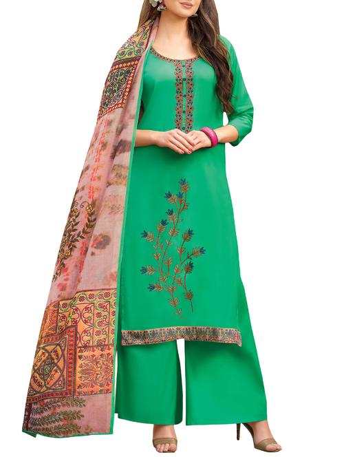 embroidered semi-stitched palazzo suit - 15242172 - Very Small Image - 1