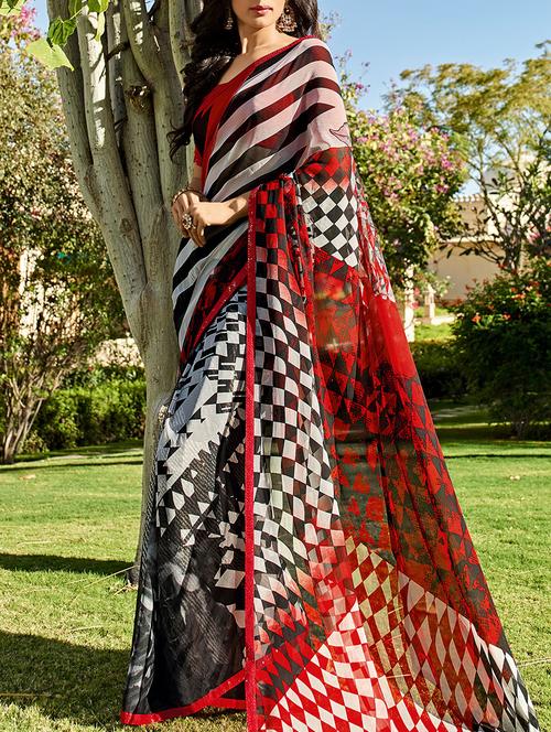 checks printed saree - 15242355 - Very Small Image - 1
