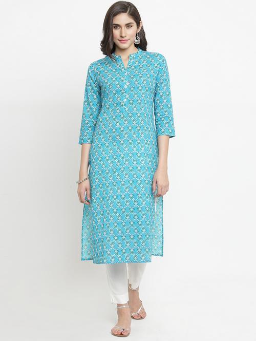 blue cotton kurta pant - 15242728 - Very Small Image - 1
