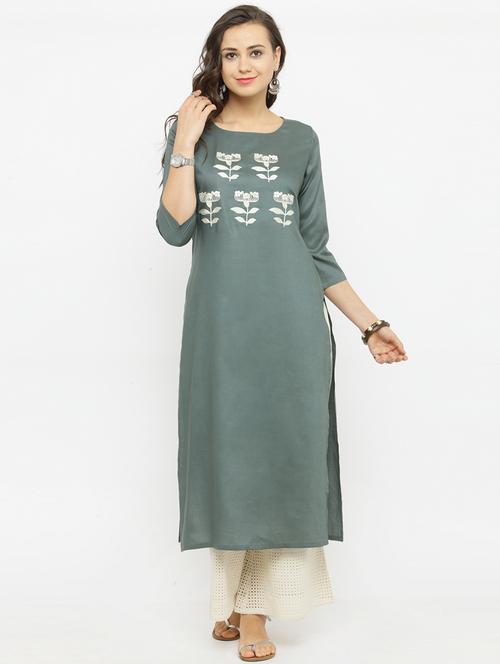 grey rayon kurta palazzo - 15242735 - Very Small Image - 1