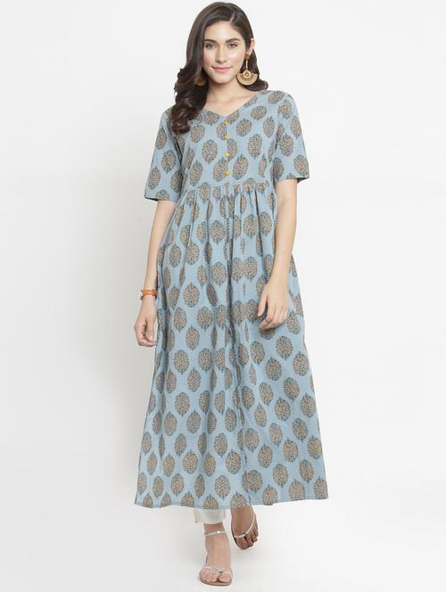 floral printed flared kurta - 15242754 - Very Small Image - 1