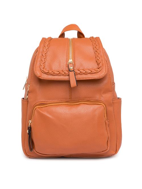 tan leatherette (pu) regular backpack - 15243057 - Very Small Image - 1