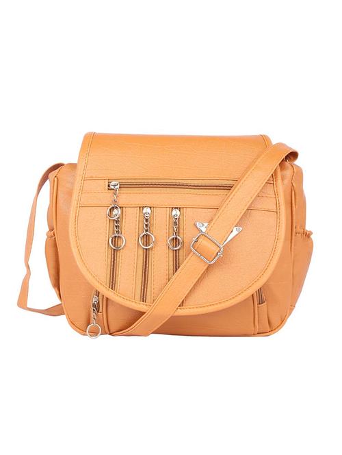 yellow leatherette (pu) sling bag - 15243366 - Very Small Image - 1