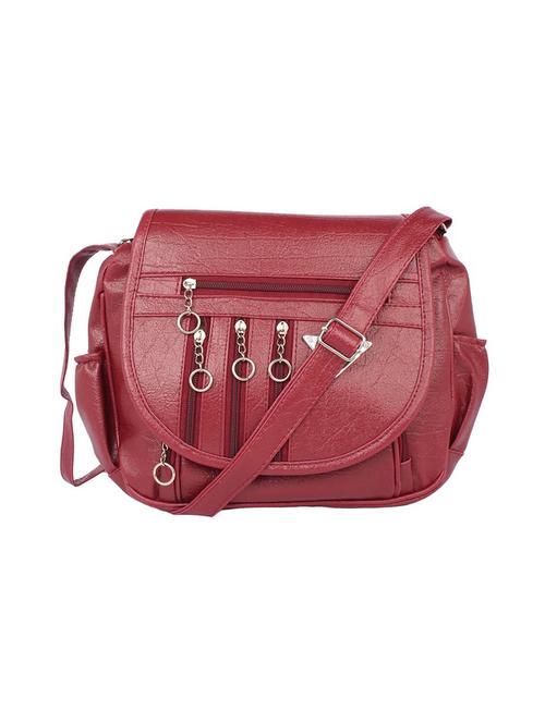 maroon leatherette (pu) sling bag - 15243367 - Very Small Image - 1