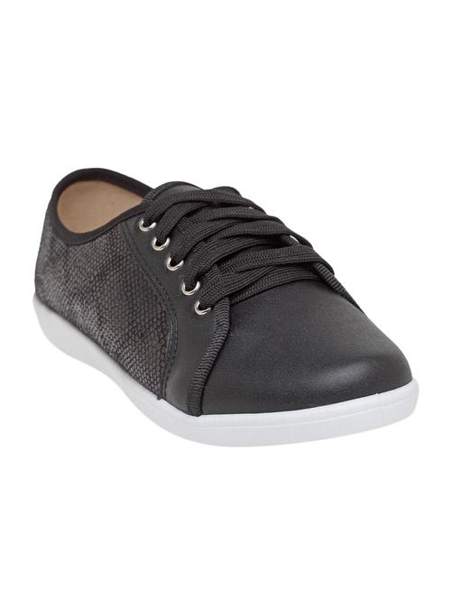 black faux leather laceup sneakers - 15243556 - Very Small Image - 1