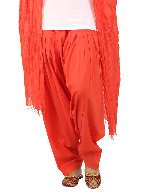 orange cotton dupatta bottom set - 15244283 - Very Small Image - 1