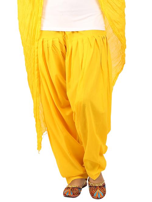 yellow cotton dupatta bottom set - 15244290 - Very Small Image - 1
