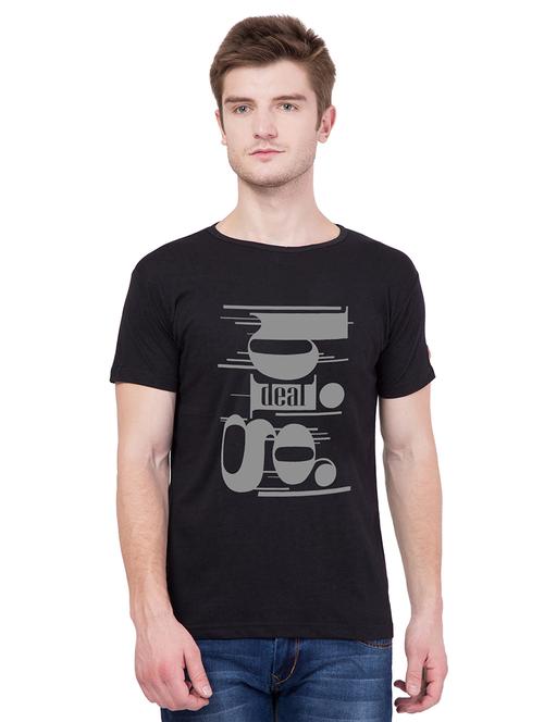 black cotton chest print tshirt - 15244308 - Very Small Image - 1