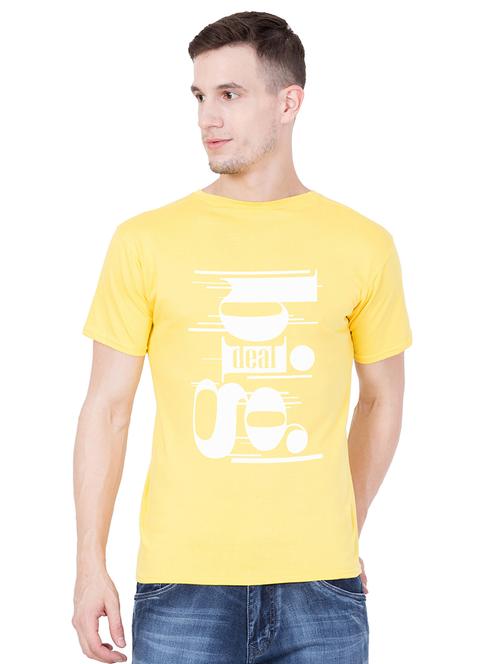 yellow cotton chest print tshirt - 15244329 - Very Small Image - 1