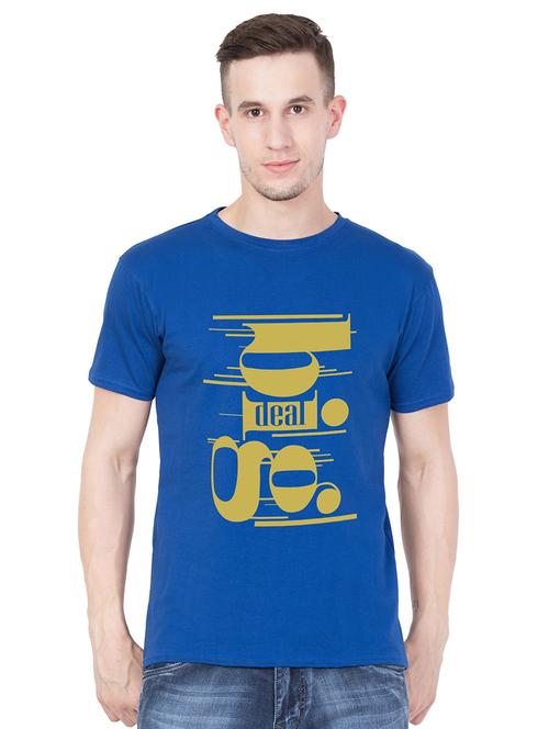 blue cotton chest print tshirt - 15244331 - Very Small Image - 1