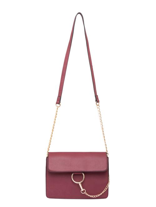 maroon leatherette (pu) sling bag - 15245731 - Very Small Image - 1