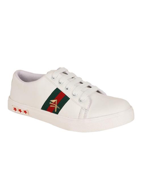 white leatherette laceup sneakers - 15249556 - Very Small Image - 1