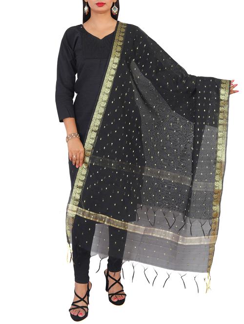 black chanderi dupatta - 15249561 - Very Small Image - 1