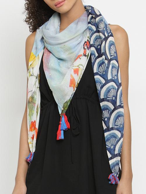 blue silk blend scarf - 15250194 - Very Small Image - 1