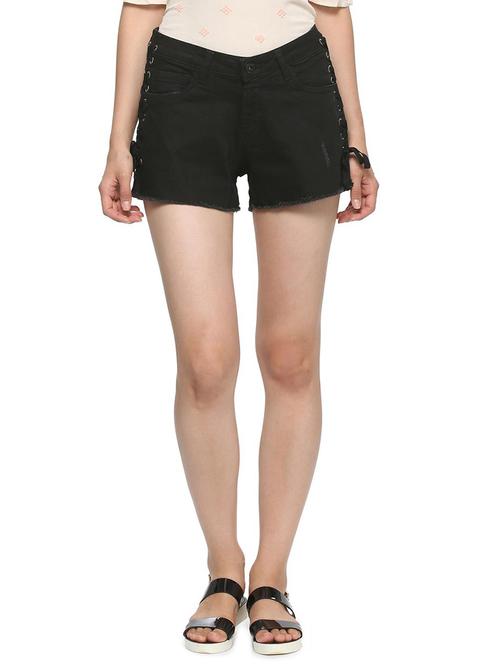 lace up solid shorts - 15253145 - Very Small Image - 1