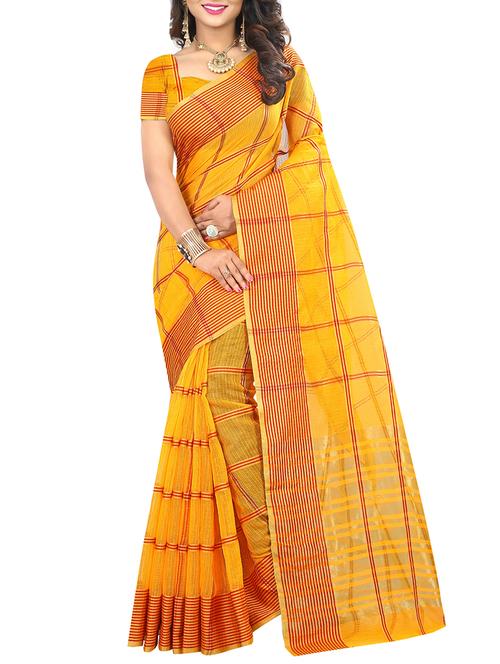 yellow silk tussar saree - 15254869 - Very Small Image - 1