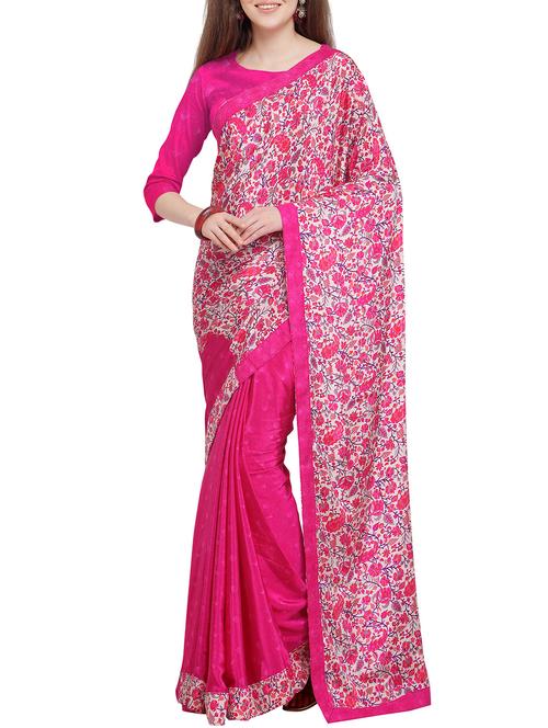 kalamkari printed magenta saree with blouse - 15256160 - Very Small Image - 1