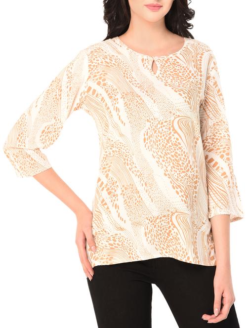 beige rayon printed top - 15256190 - Very Small Image - 1