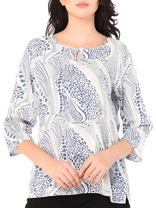blue rayon printed top - 15256191 - Very Small Image - 1