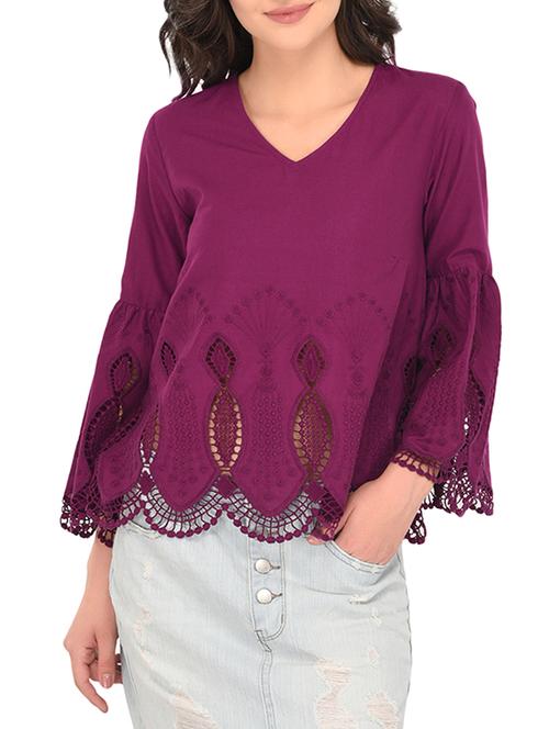 women's straight v neck top - 15257520 - Very Small Image - 1
