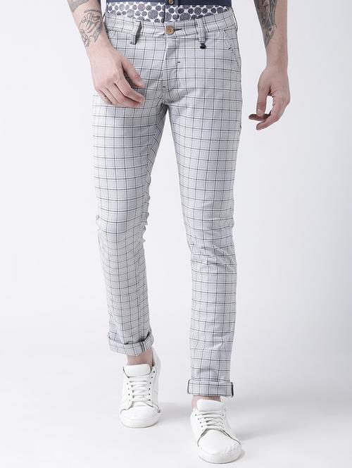 grey cotton flat front casual trouser - 15258480 - Very Small Image - 1