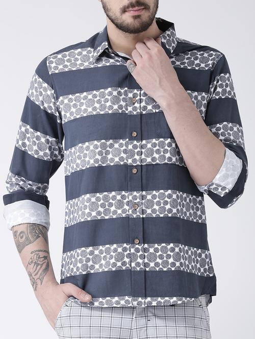 navy blue cotton casual shirt - 15258499 - Very Small Image - 1