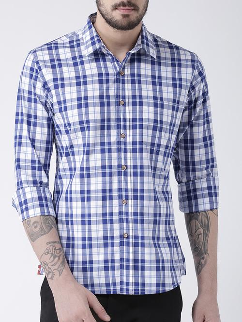 blue cotton casual shirt - 15258504 - Very Small Image - 1